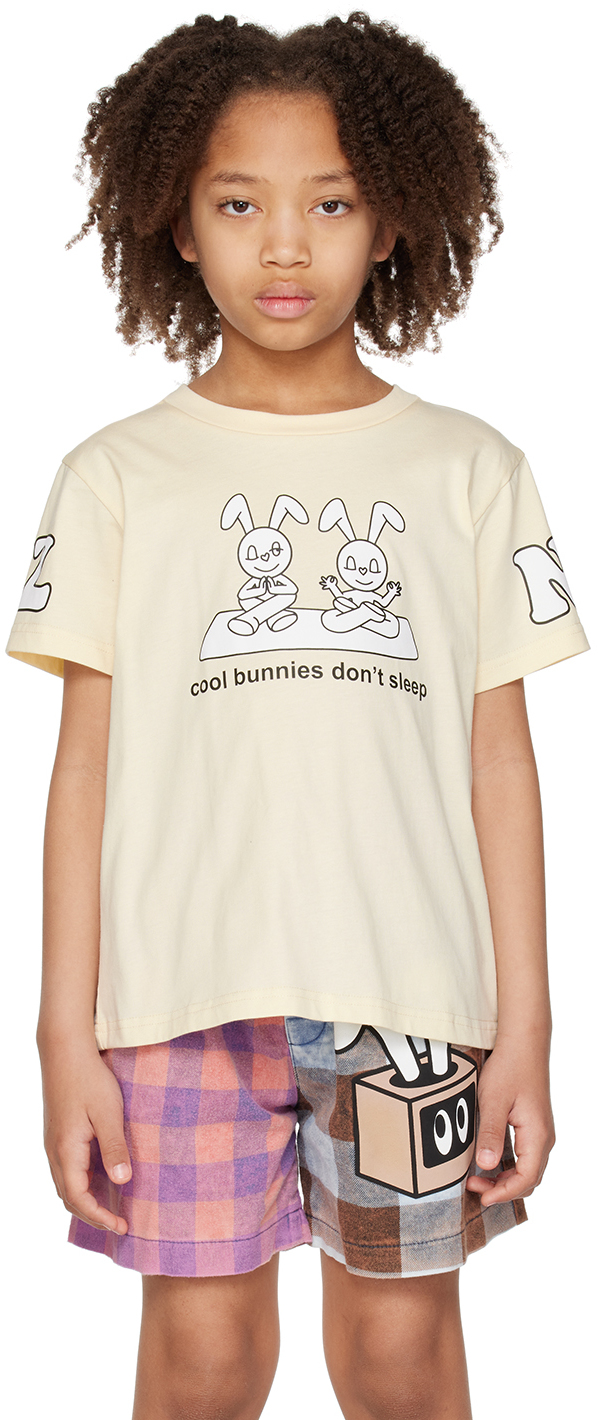 Nzkidzzz Kids Beige 'cool Bunnies Don't Sleep' T-shirt