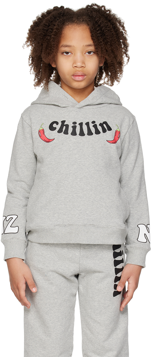 Nzkidzzz Kids Grey 'chillin' Hoodie In Grey