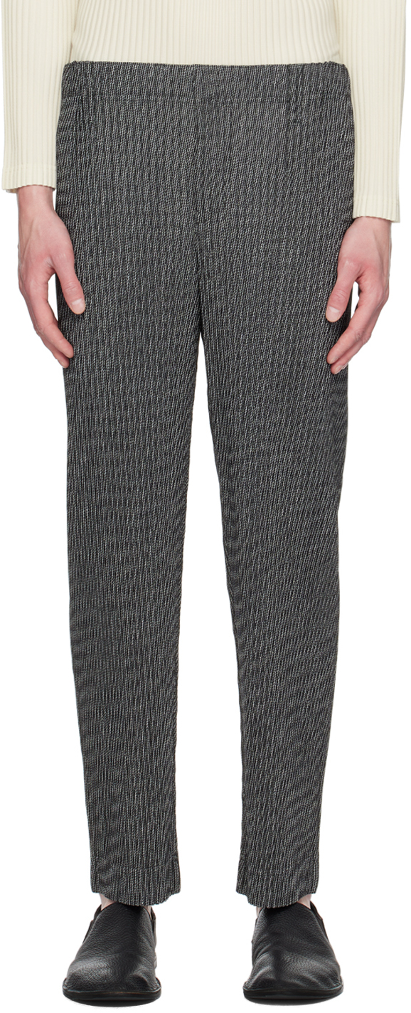 Issey Miyake Textured-finish Elasticated-waistband Trousers In Black