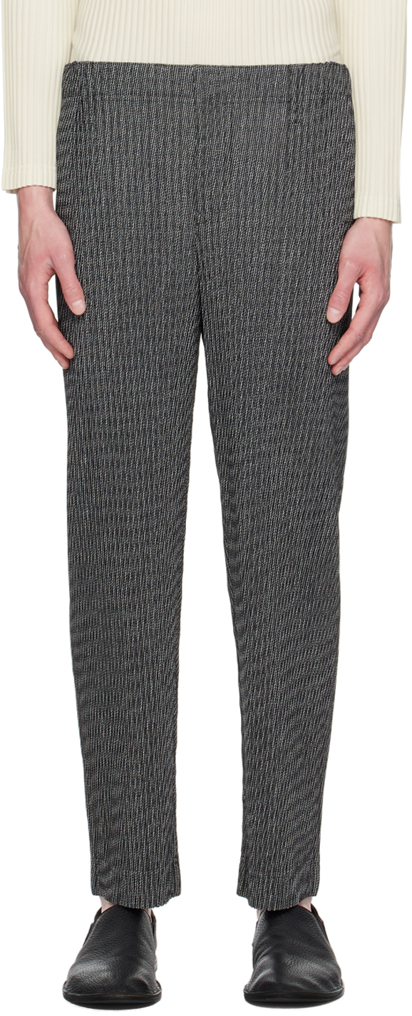 Homme Plissé Issey Miyake: Black & White Zipper Chain Trousers