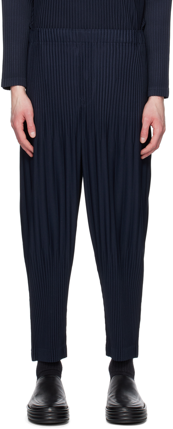 HOMME PLISSÉ ISSEY MIYAKE: Navy Basics Trousers | SSENSE Canada