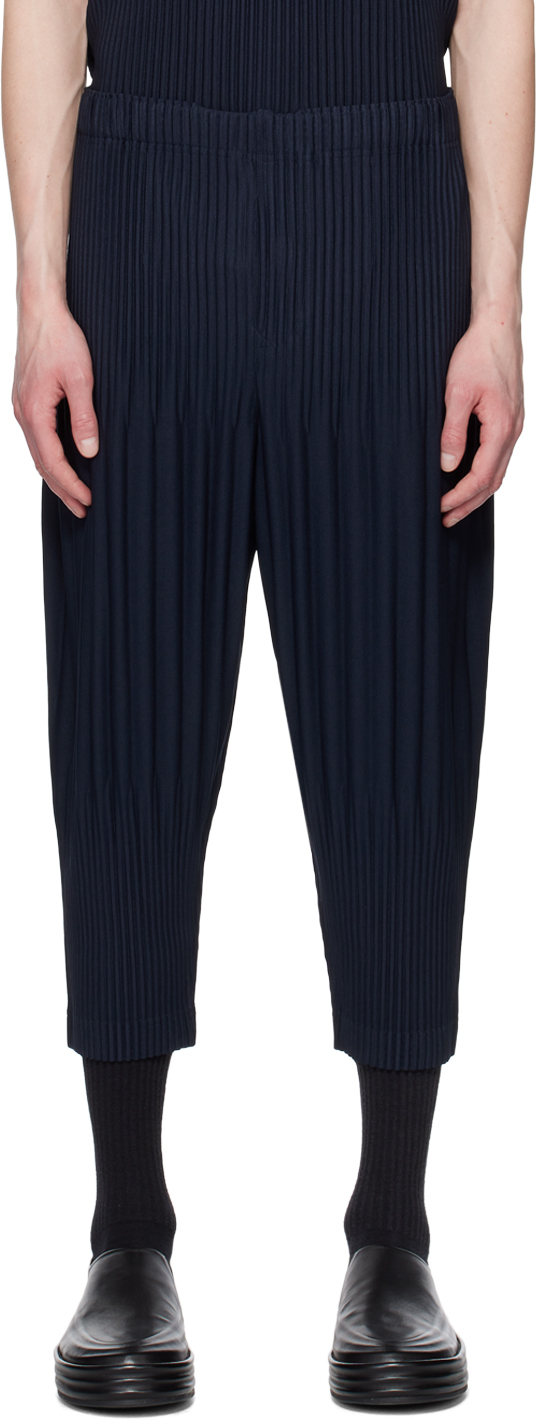 HOMME PLISSÉ ISSEY MIYAKE: Navy Basics Trousers | SSENSE