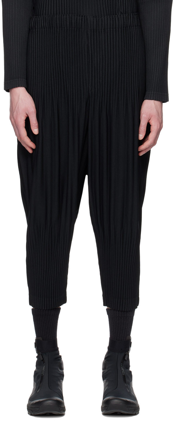 HOMME PLISSÉ ISSEY MIYAKE: Black Basics Trousers | SSENSE