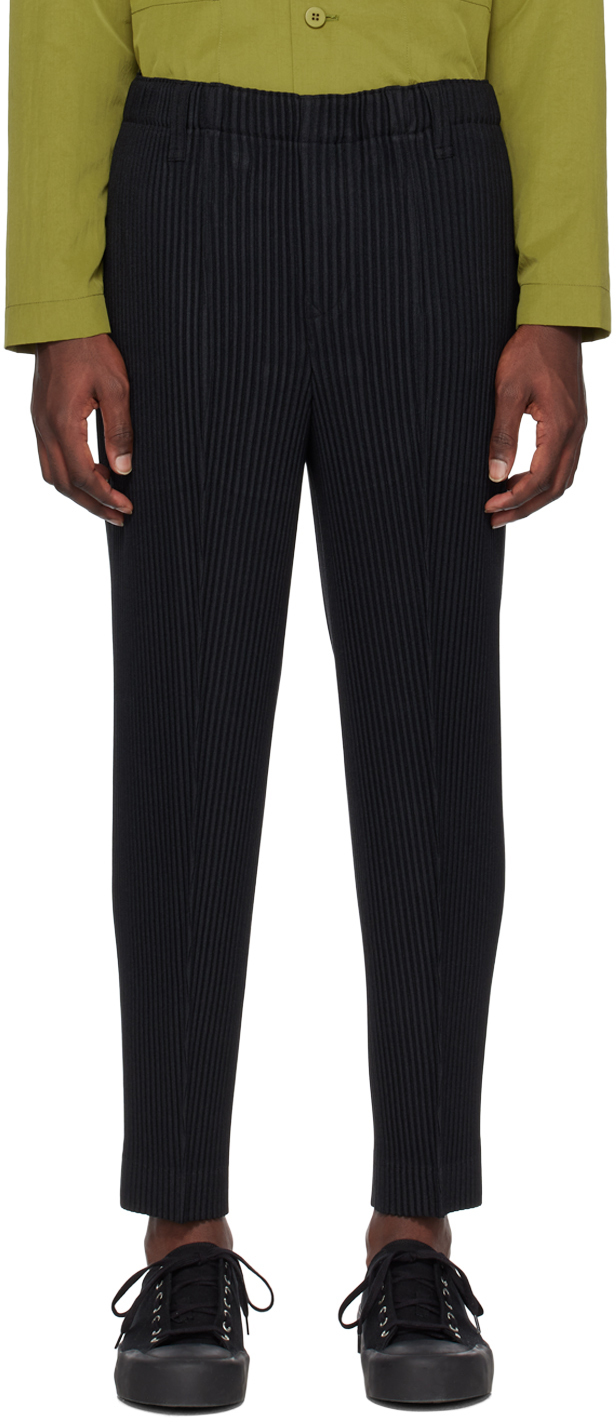 HOMME PLISSÉ ISSEY MIYAKE: Black Wool Like Light Trousers | SSENSE