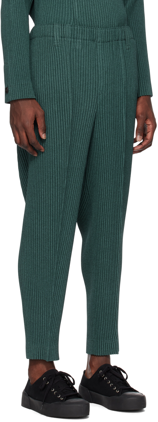 ISSEY MIYAKE GREEN WOOL LIKE LIGHT TROUSERS