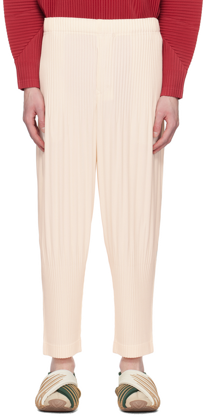 Issey Miyake Off-white Monthly Color February Trousers In 04-rose White