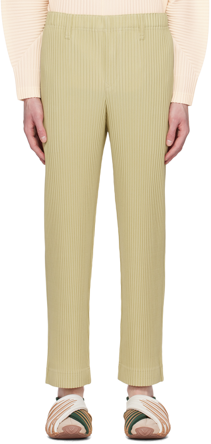 Issey Miyake Green Tailored Pleats 1 Trousers In 60-beige Green