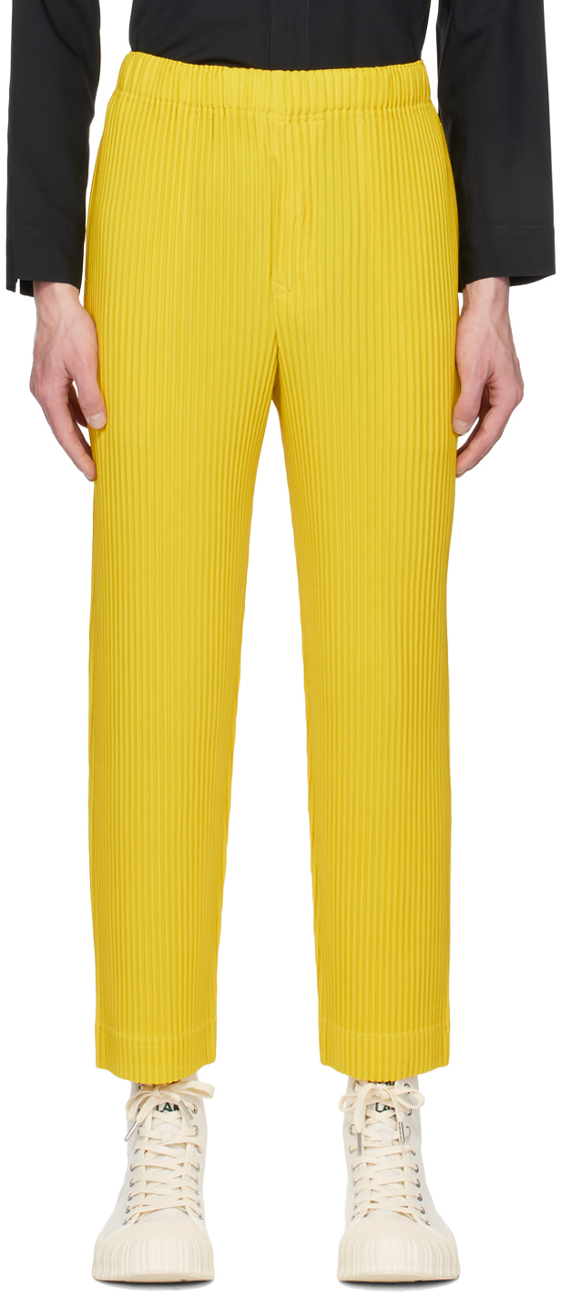 HOMME PLISSÉ ISSEY MIYAKE: Yellow Monthly Color March Trousers | SSENSE