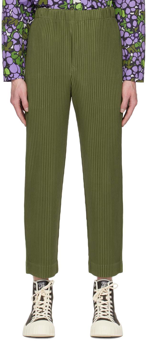 HOMME PLISSÉ ISSEY MIYAKE: Khaki Monthly Color March Trousers | SSENSE