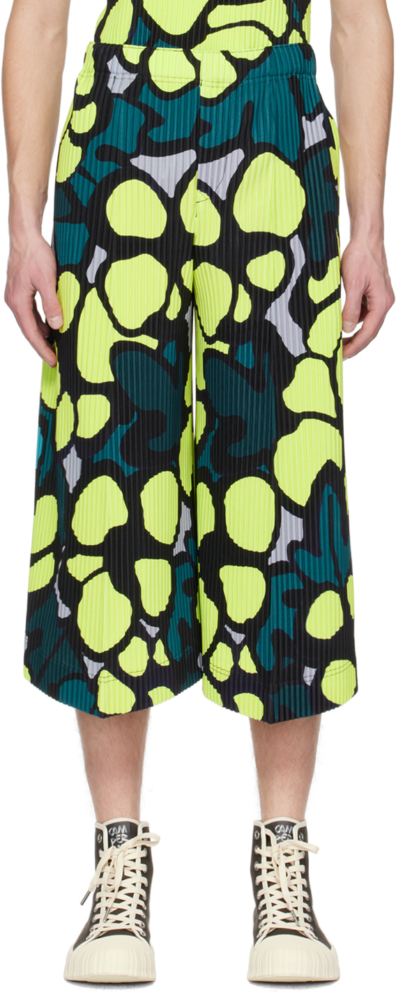 Homme Plissé Issey Miyake Yellow Printed Trousers