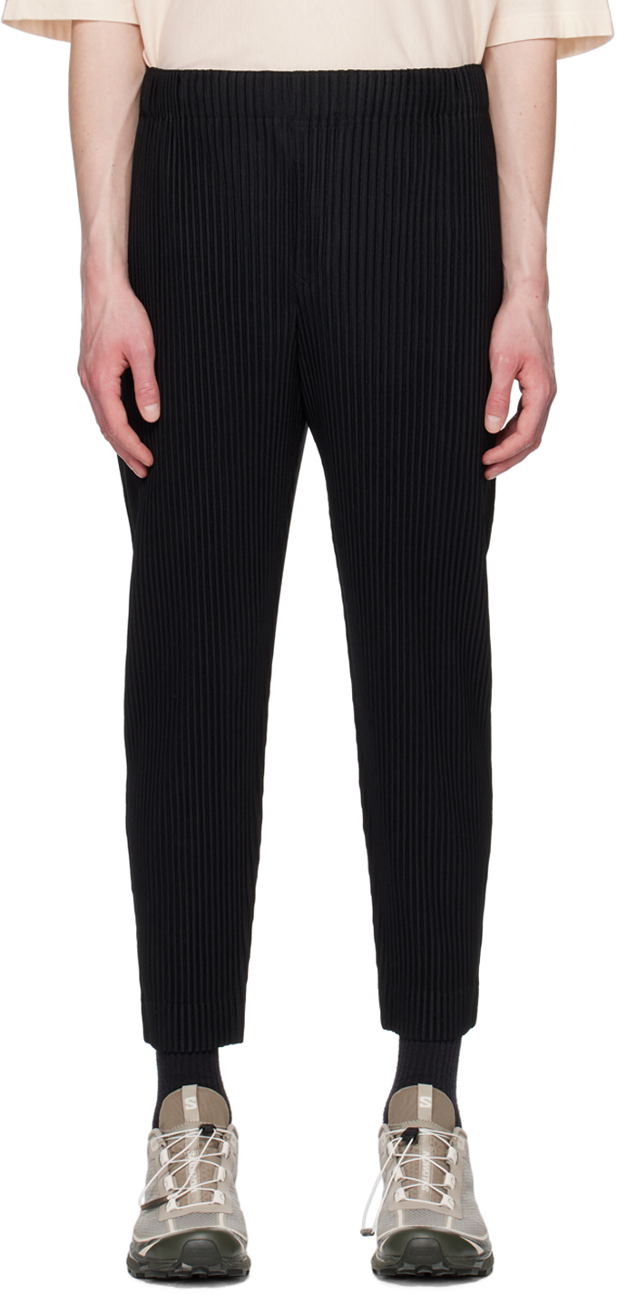 HOMME PLISSÉ ISSEY MIYAKE: Black Monthly Color April Trousers | SSENSE ...