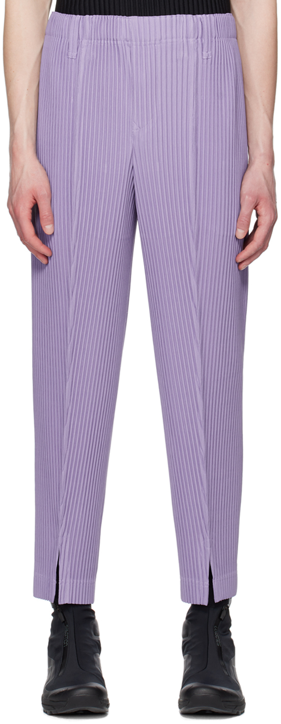 Issey Miyake Purple Tailored Pleats 2 Trousers In 80-lavender Purple