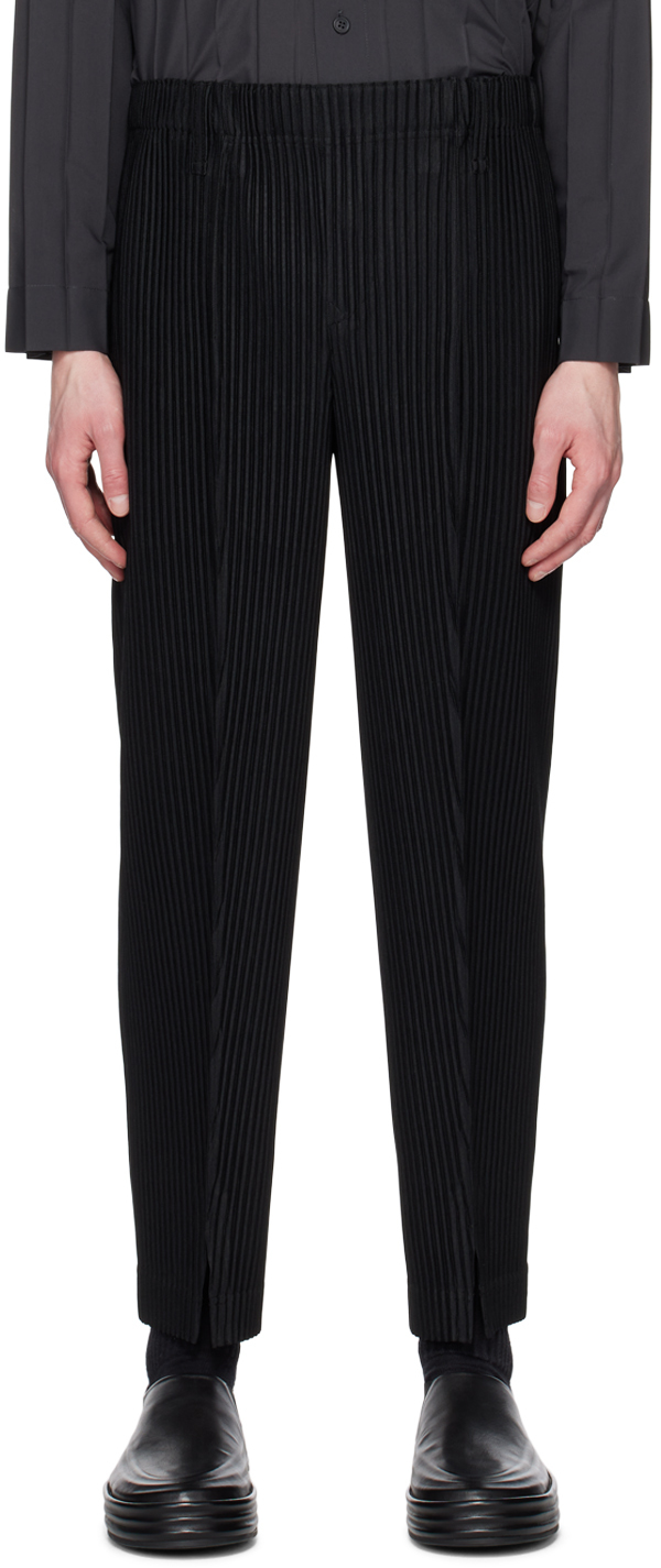 HOMME PLISSÉ ISSEY MIYAKE: Black Pleats Bottoms 1 Trousers