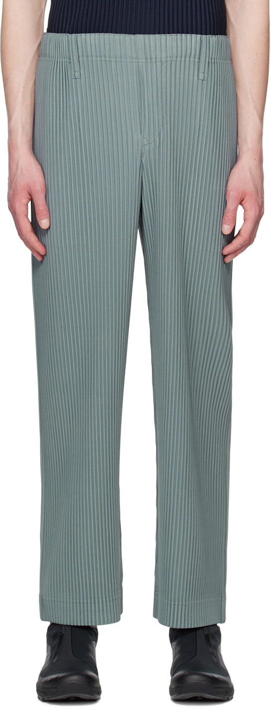 HOMME PLISSÉ ISSEY MIYAKE: Green Tailored Pleats 2 Trousers | SSENSE
