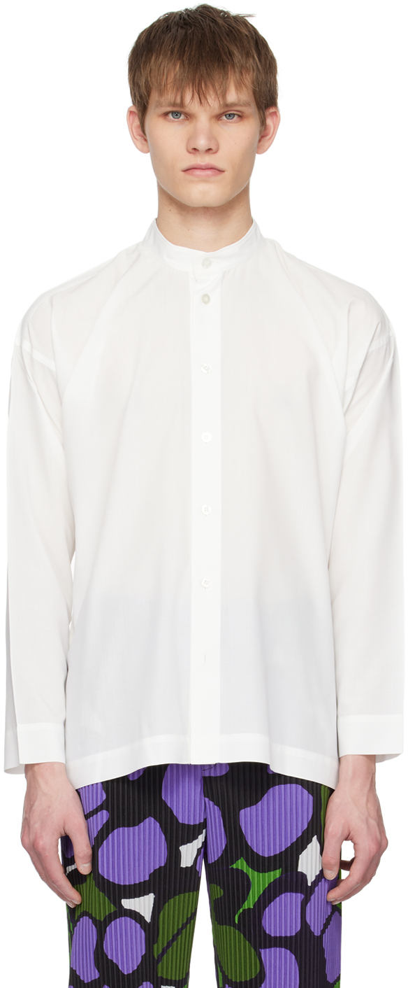 Homme Plissé Issey Miyake White Bow-Tie Press Shirt