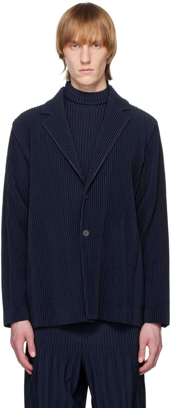 Homme Plissé Issey Miyake: Navy Basics Blazer | SSENSE