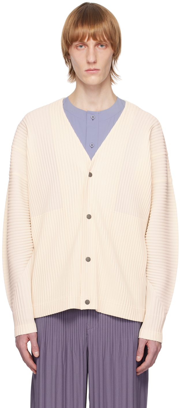 Issey Miyake Off-white Monthly Color February Cardigan In 04-rose White