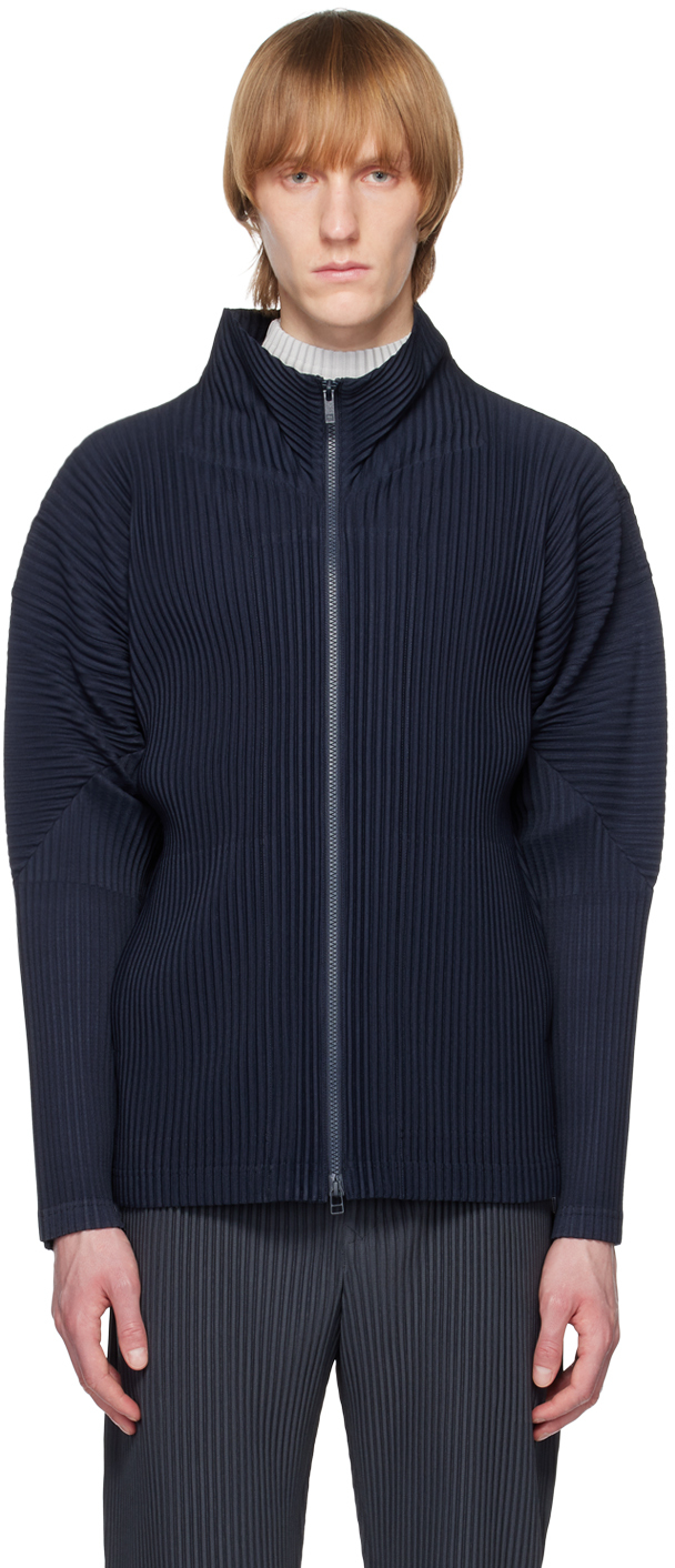 HOMME PLISSÉ ISSEY MIYAKE: Blue Basics Cardigan | SSENSE Canada