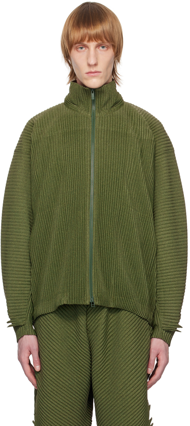 HOMME PLISSÉ ISSEY MIYAKE: Green Serrate Jacket | SSENSE