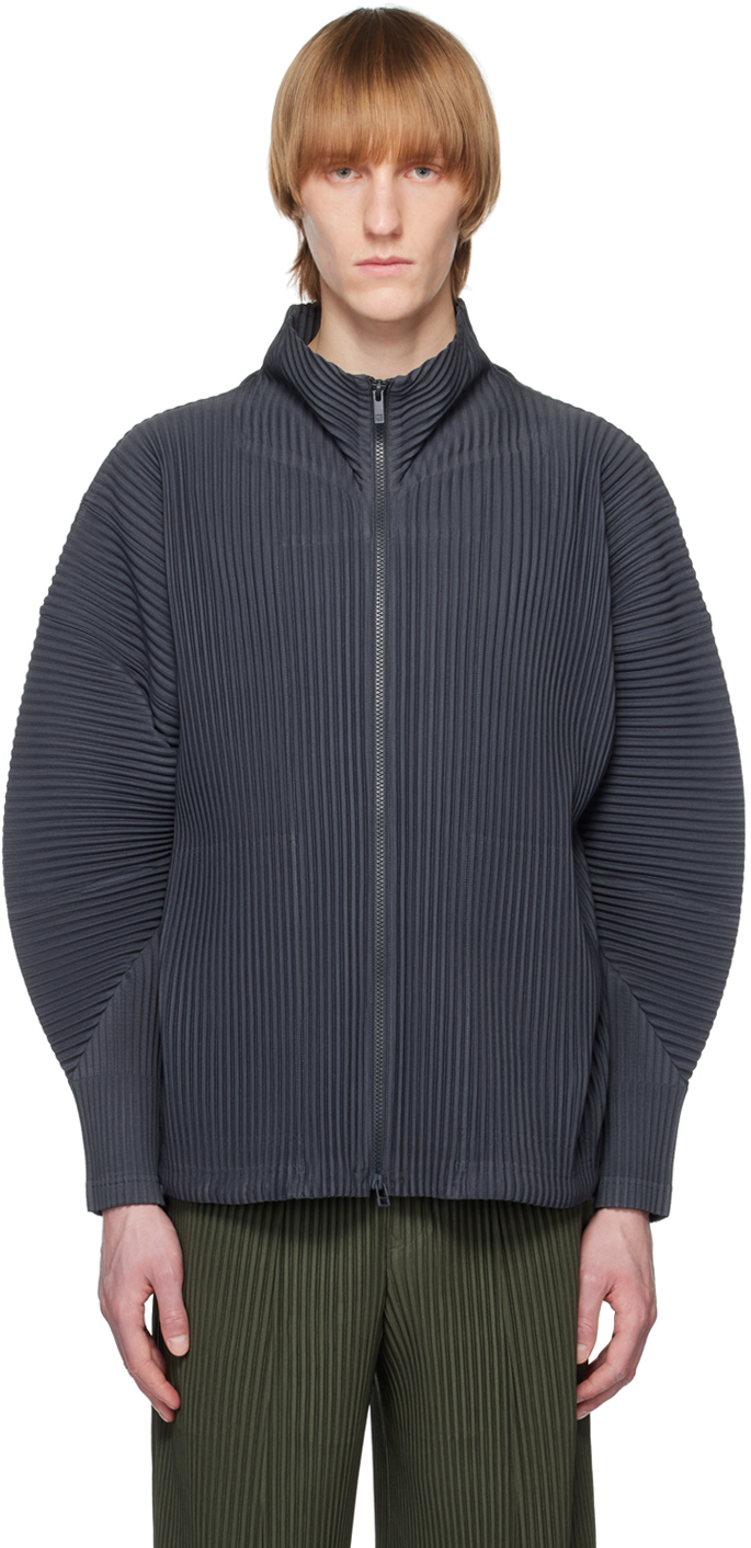 Homme Plissé Issey Miyake: Gray Monthly Color April Basics Cardigan ...