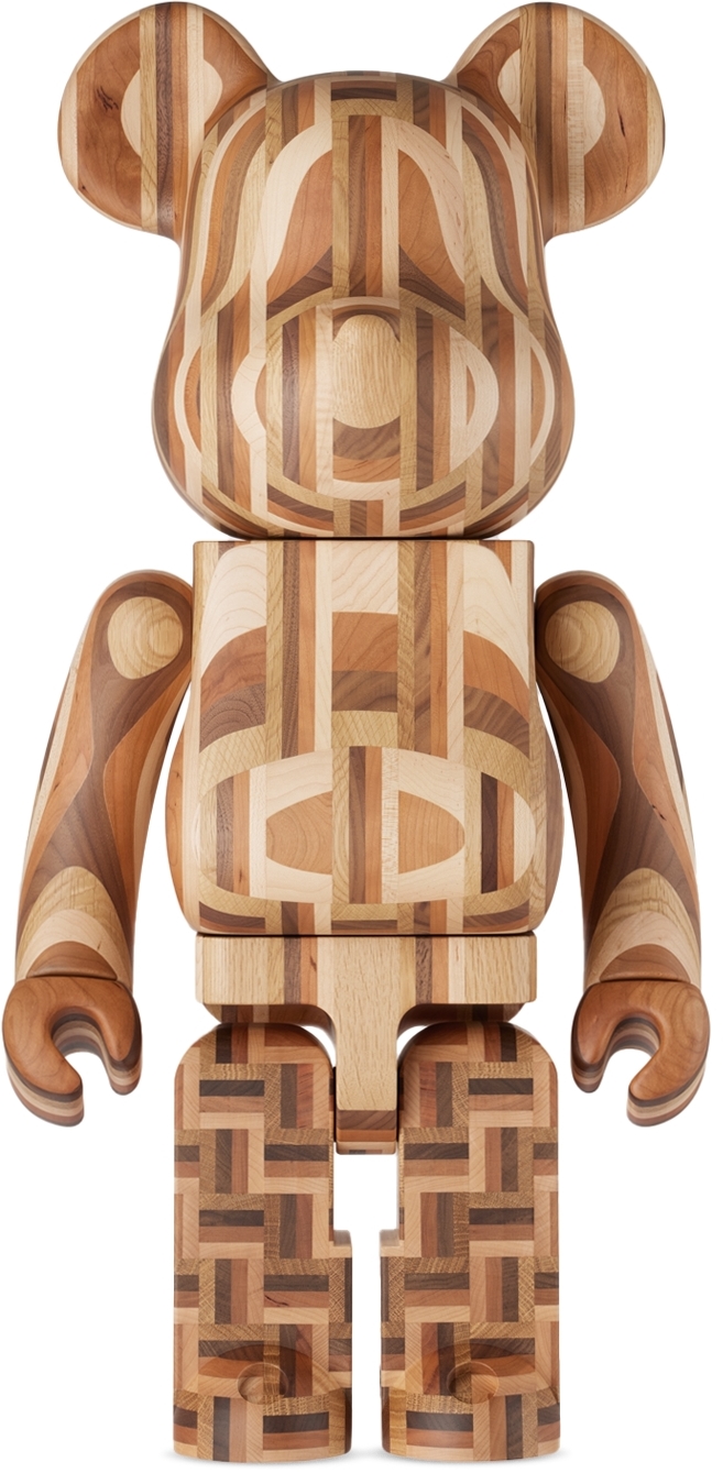 Brown Karimoku Yosegi 2nd 1000％ Bearbrick By MEDICOM TOY On Sale