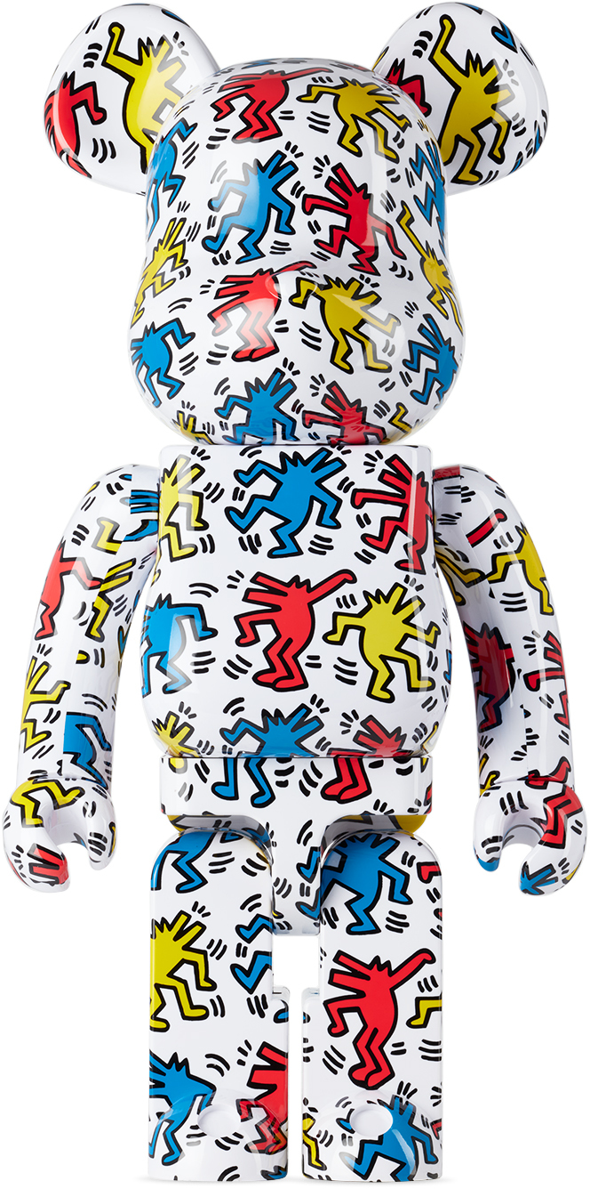 White Keith Haring #9 1000% Bearbrick by MEDICOM TOY | SSENSE Canada