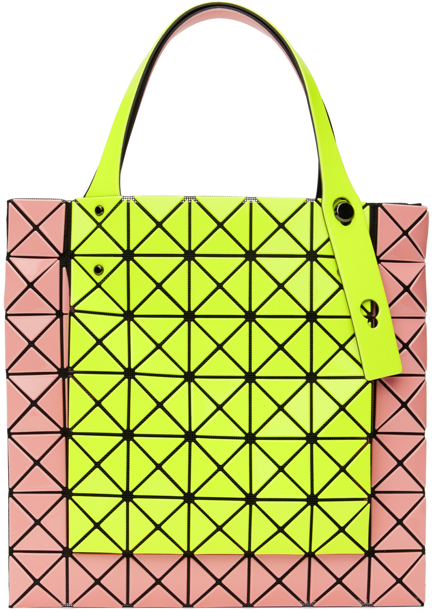 Bao Bao Issey Miyake: Green & Pink Prism Kangaroo Tote | SSENSE