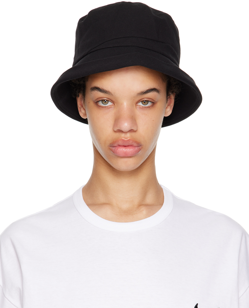 Black Curved Bucket Hat by Y s on Sale