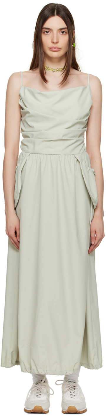 Theopen Product Green Gathered Midi Dress In Mint Mint