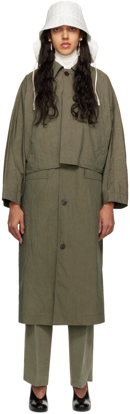 Umber Postpast Ssense Exclusive Khaki Coat In Olive Green