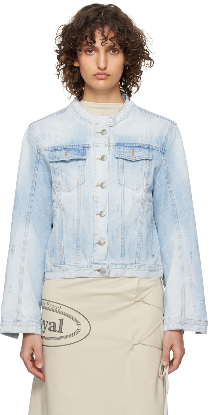 Theopen Product Blue Distressed Denim Jacket