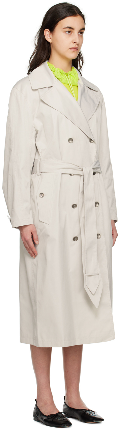 Theopen Product Beige Stud Belt Trench Coat In Grayish Beige