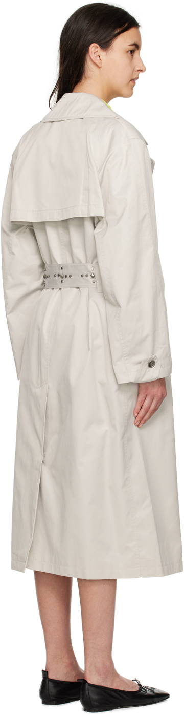 Theopen Product Beige Stud Belt Trench Coat In Grayish Beige