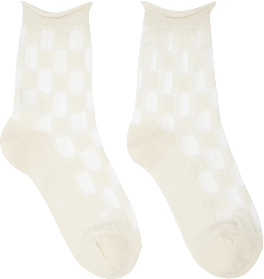 Off-White Plaid Socks