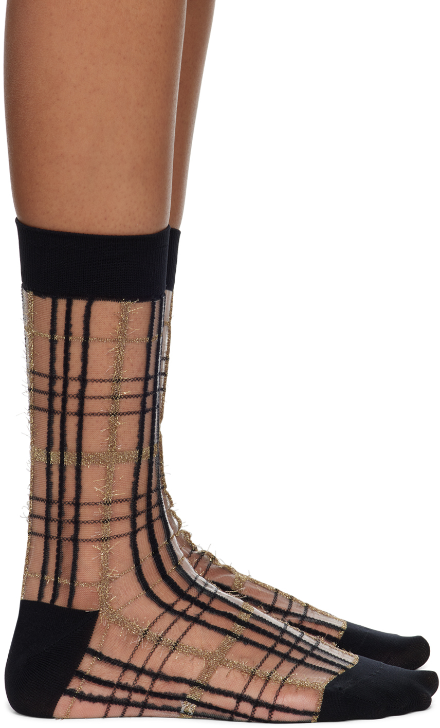 Y’s: Black Plaid Socks | SSENSE