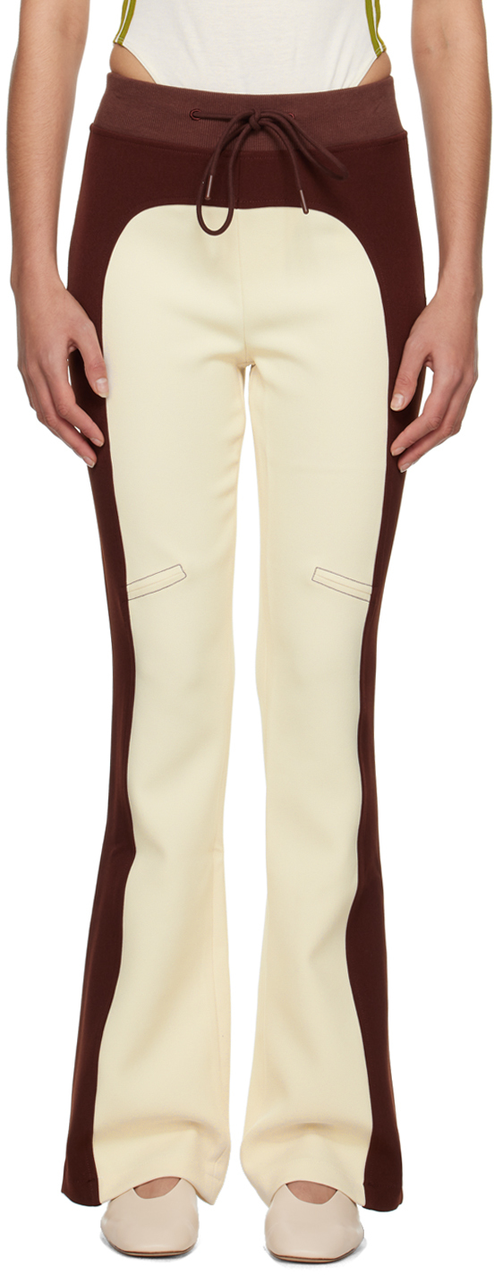 Shop Theopen Product Brown Paneled Lounge Pants In Wine