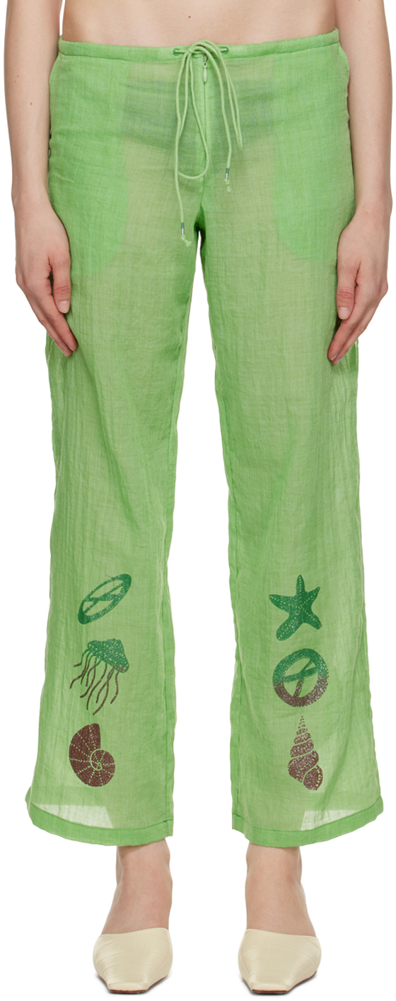 Theopen Product Green Sea Collection Lounge Pants In Green Green
