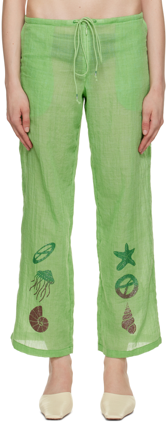 OPEN YY: Green Sea Collection Lounge Pants | SSENSE Canada