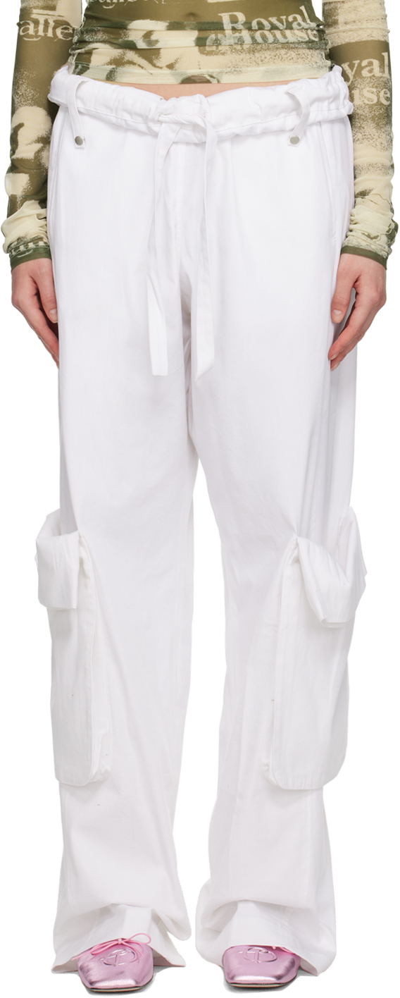 Theopen Product White Rolled Waist Trousers
