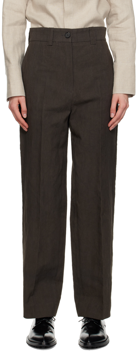Umber Postpast Brown Garment-dyed Trousers