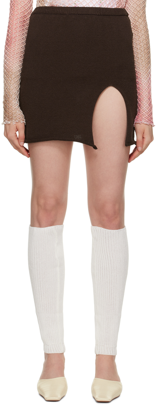 Theopen Product Brown Vented Miniskirt In Brown Brown