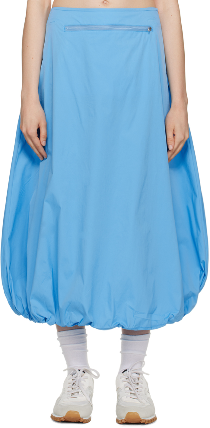 Theopen Product Blue Drawstring Midi Skirt In Blue Blue