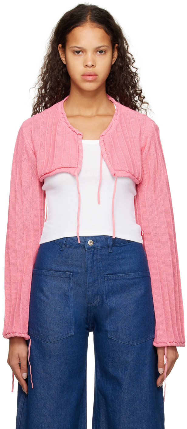 Theopen Product Pink Drawstring Cardigan