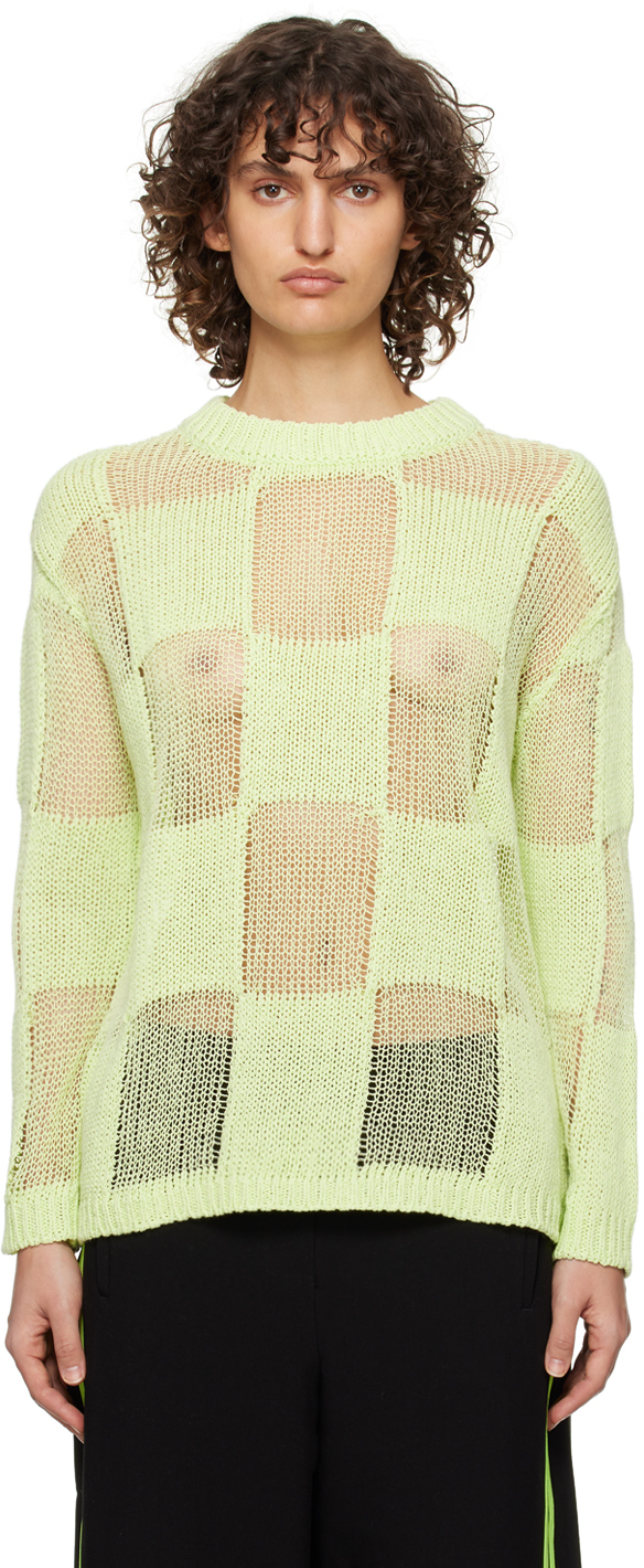 Theopen Product Green Check Jumper In Light Green
