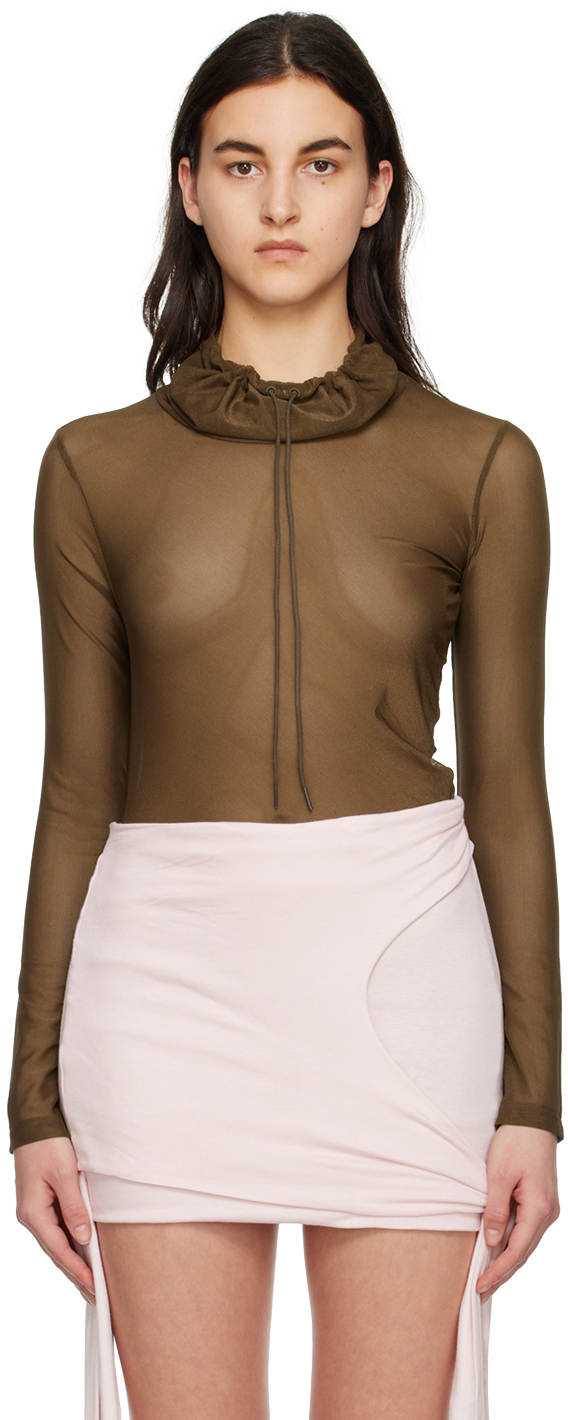 Theopen Product Brown Drawstring Turtleneck