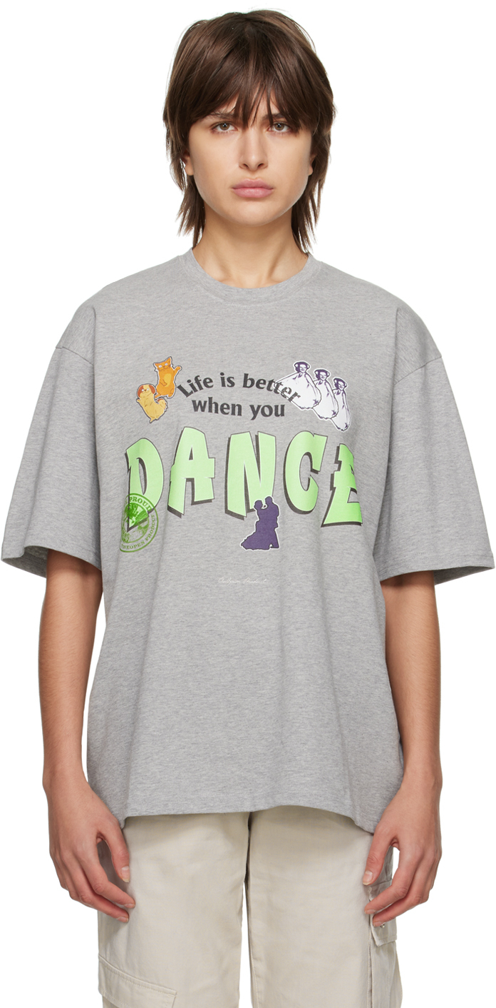 Theopen Product Gray 'dance Cartoon' T-shirt