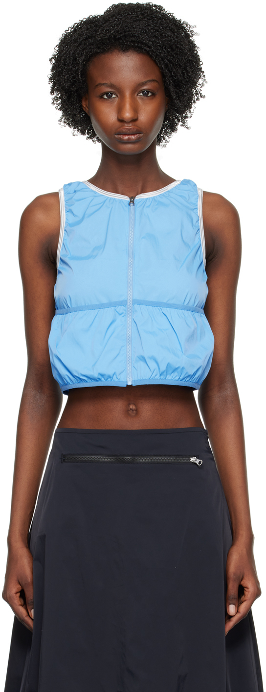 Theopen Product Blue Shirring Vest In Blue Blue