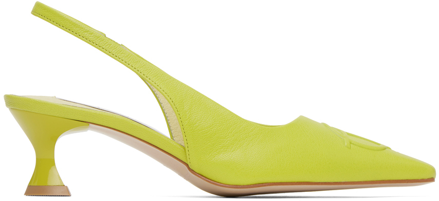 Theopen Product Green Slingback Heels In Yellowish Green