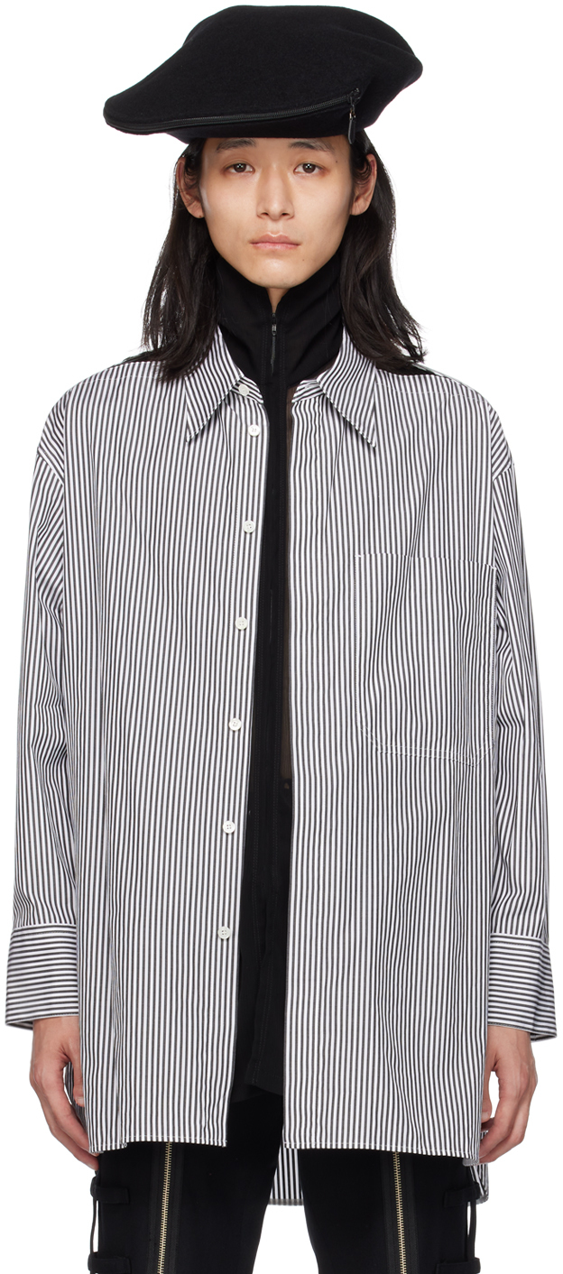 Y's White & Black Double-layered Shirt In 1 Black