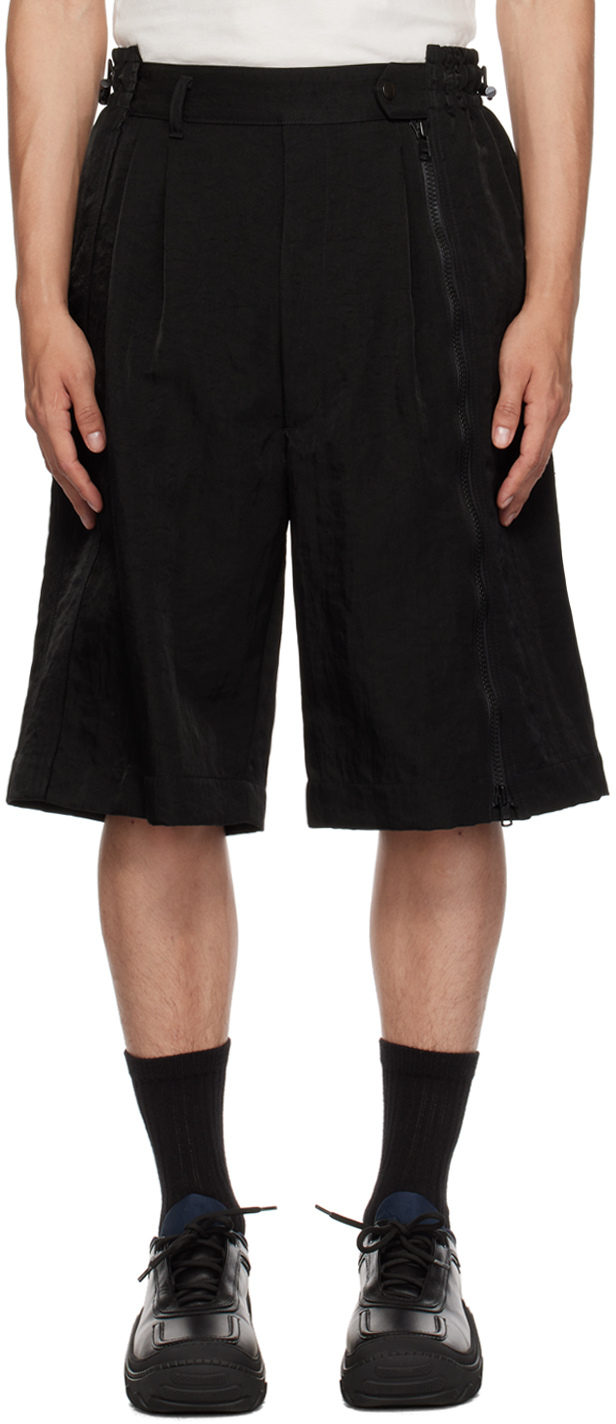 Black Paneled Shorts